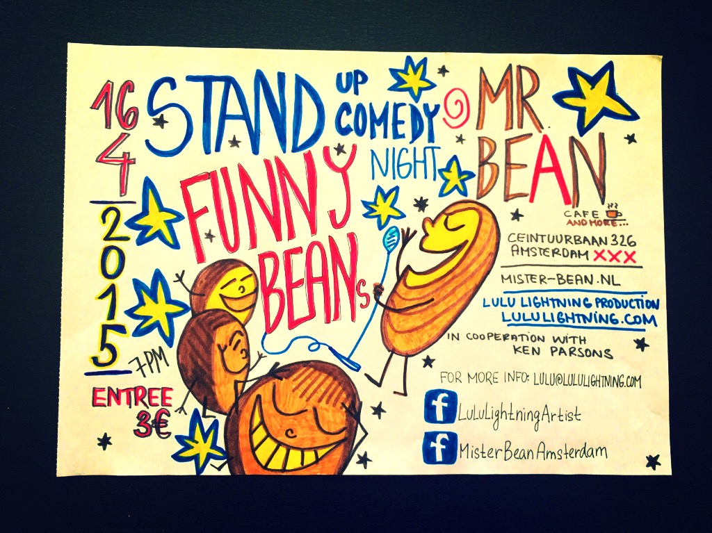 FUNNY BEANS stand up comedy at Mr Bean Cafe Amsterdam 16.4.2015
